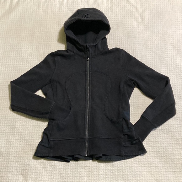 Lululemon Special Edition Hiver 2013 Ruffled Up Black Scuba Zip Hoodie Size 10 - Picture 9 of 16